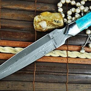 Perkin Knives - Custom Handmade Damascus Hunting Knife - Double Edge Knife