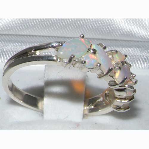 LetsBuyGold 925 Sterling Silver Real Genuine Opal Womens Eternity Ring - Size 7