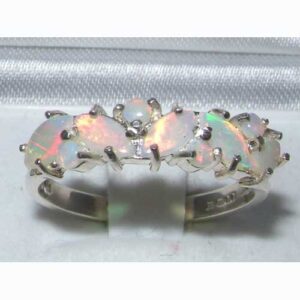 LetsBuyGold 925 Sterling Silver Real Genuine Opal Womens Eternity Ring - Size 7