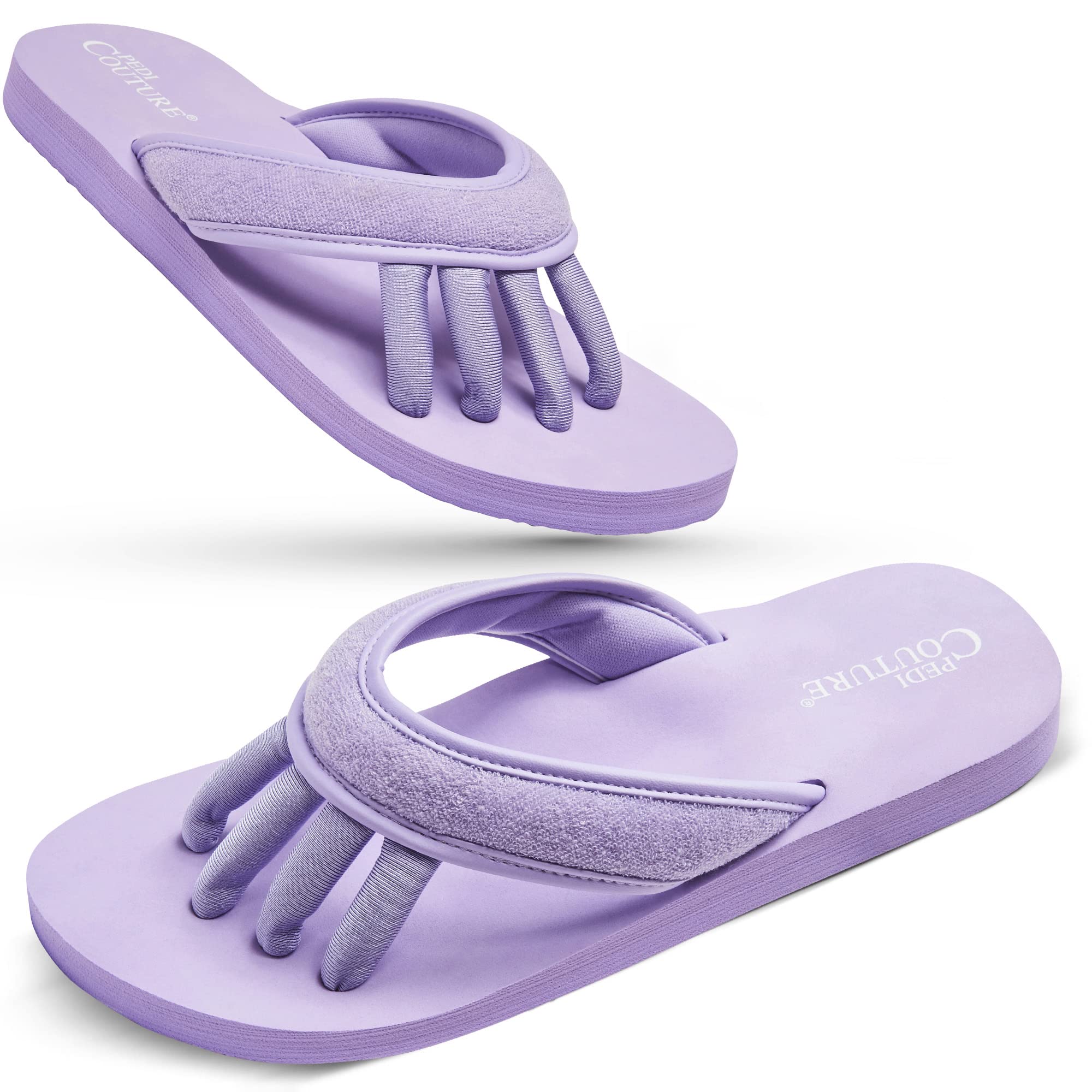 Pedi Couture Pedicure Sandals for Women - Toe Separator Slippers - Purple - Large (8.5-9.5)