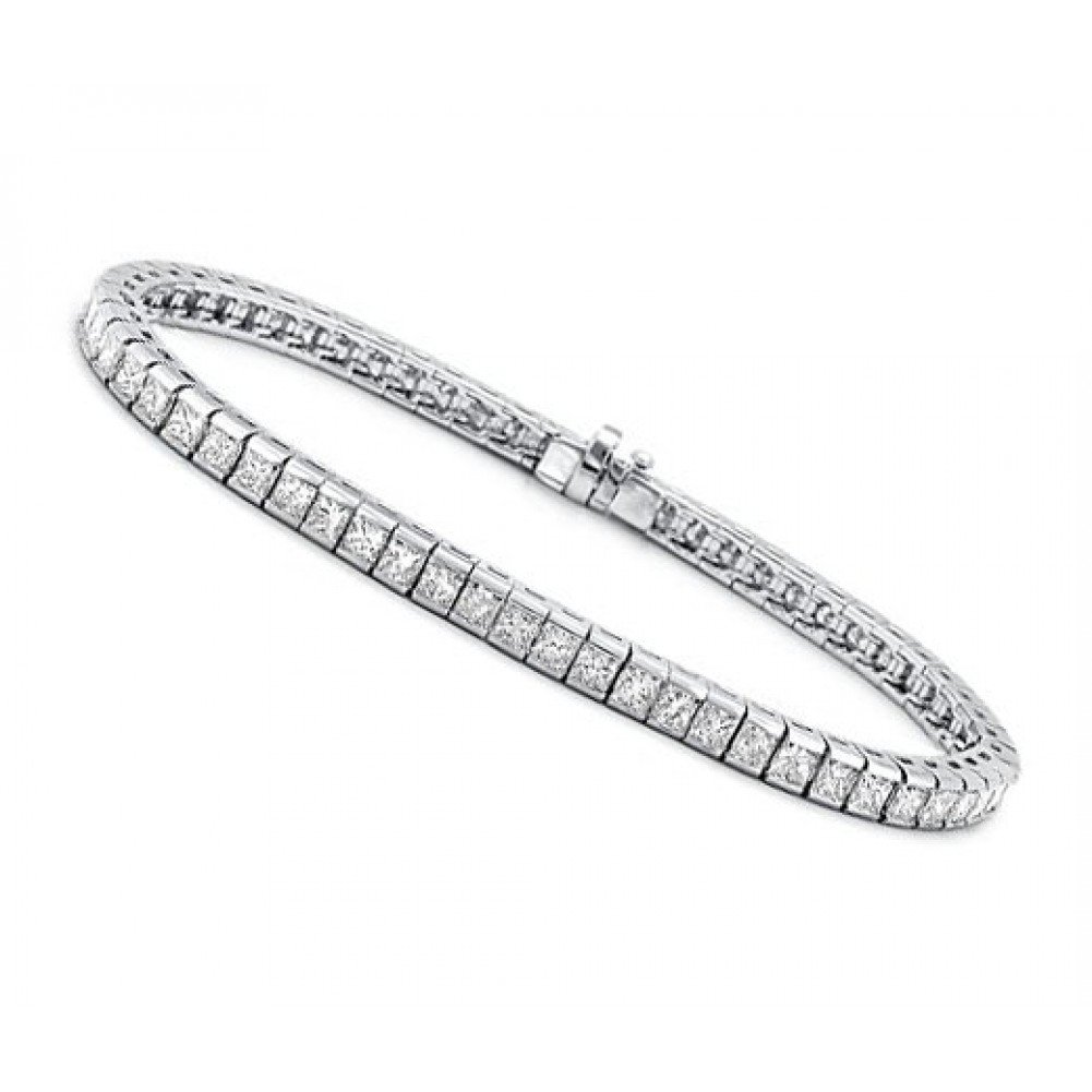 Madina Jewelry 4.00 ct Ladies Princess Cut Diamond Tennis Bracelet in Channel Setting