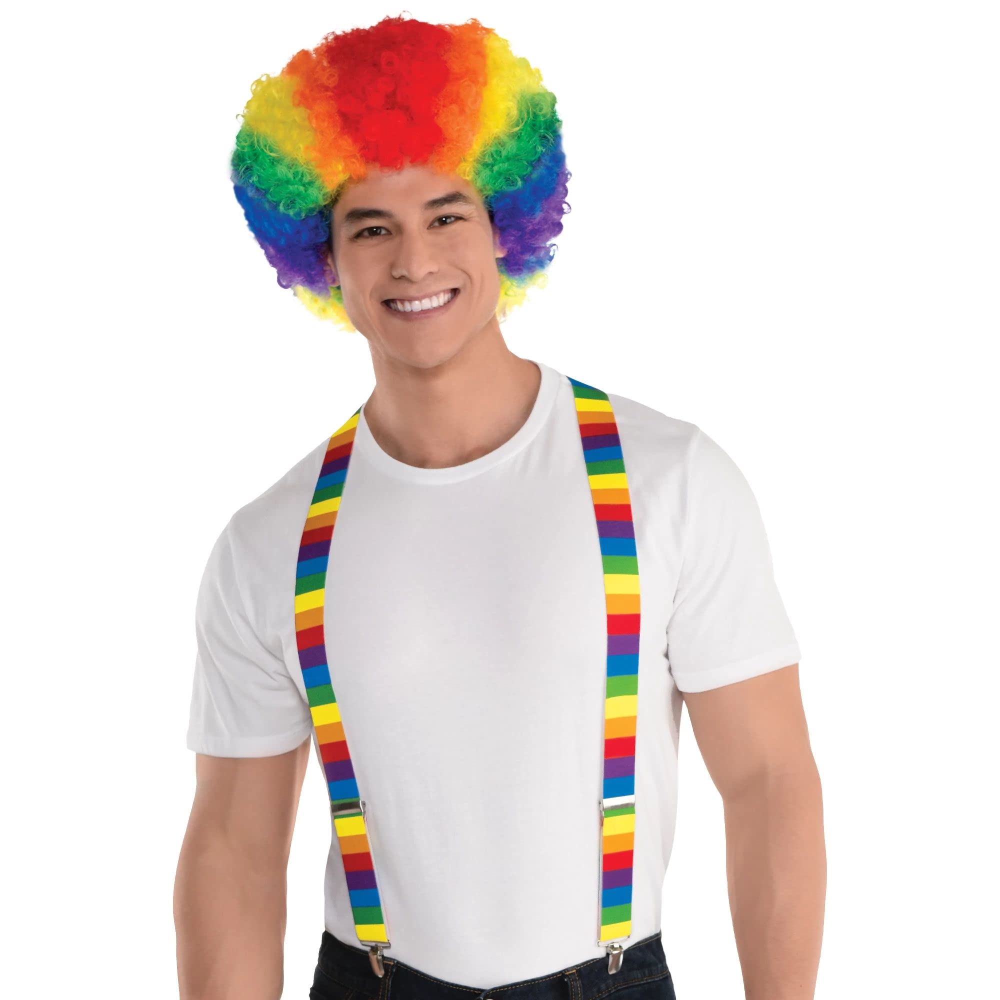 Vibrant Rainbow Suspenders - Premium Fabric, Adjustable & Comfortable - Perfect for Parties & Pride Events - 1 Pc