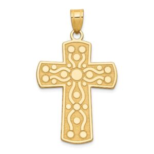 IceCarats 14K Yellow Gold Holy Cross Necklace Religious Pendant Jesus Christ Charm Serenity Prayer Back Only