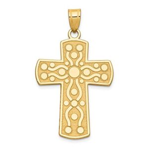 IceCarats 14K Yellow Gold Holy Cross Necklace Religious Pendant Jesus Christ Charm Serenity Prayer Back Only