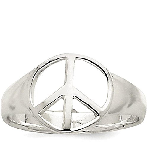 925 Sterling Silver Peace Sign Inspirational Symbol Ring Size 8