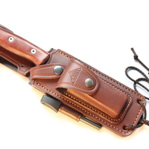 CELTIBEROCOCO - Outdoor / Survival / Hunting / Tactical Knife - Cocobolo Wood Handle, Stainless Steel MOVA-58 with Genuine Leather Multi-positioned Sheath + Sharpener Stone + Firesteel