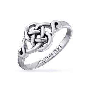 Bling Jewelry Personalize Dainty Best Friends Irish Celtic Love Knots BFF Infinity Promise Ring 2MM Band For Teen Women Oxidized .925 Sterling Silver Customizable