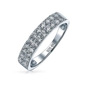 bling jewelry micro pave cubic zirconia aaa cz stackable anniversary wedding band ring for women .925 sterling silver 3mm