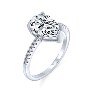 Pear Shape 2.5CT Teardrop Pear Shape Solitaire AAA CZ Engagement Ring For Women 1MM Band Cubic Zirconia .925 Sterling Silver