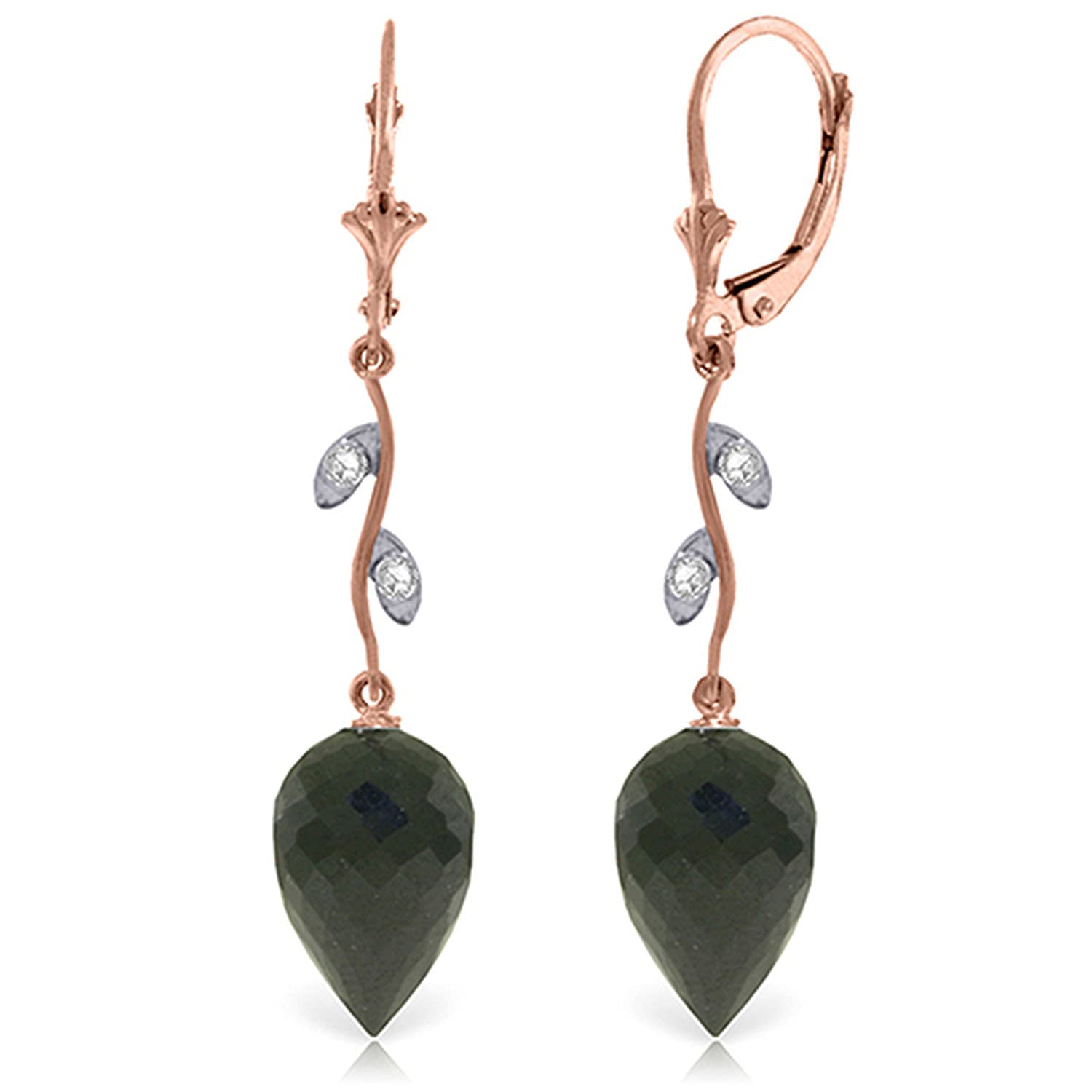 Galaxy Gold GG 14k Rose Gold Drop Style Earrings with Black Spinel and Diamond Accents