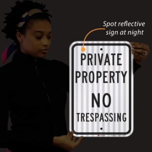 SmartSign No Trespassing Signs Private Property, 12 x 18 Inches 3M High Intensity Grade Reflective Aluminum, USA Made