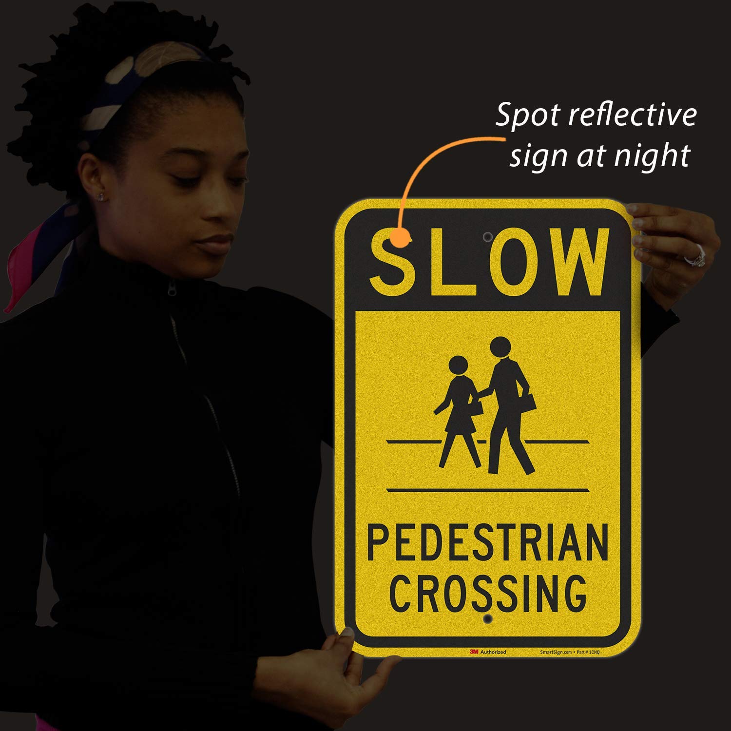 SmartSign "Slow - Pedestrian Crossing" Sign | 12" x 18" 3M Engineer Grade Reflective Aluminum