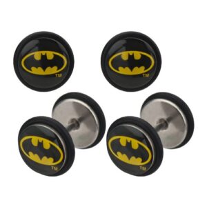 dc comics batman logo fronts screw back earrings