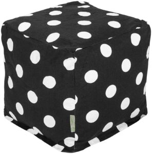 majestic home goods black large polka dot indoor bean bag ottoman pouf cube l w x 17" h, 17" x 16" x 16",