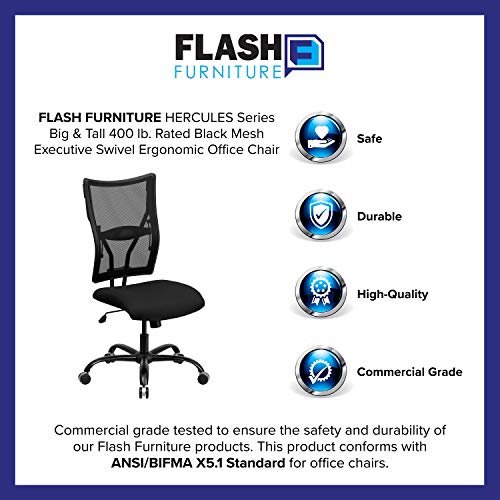 Flash Furniture HERCULES Series Big & Tall 400 lb. Rated Black Mesh Executive Swivel Ergonomic Office Chair