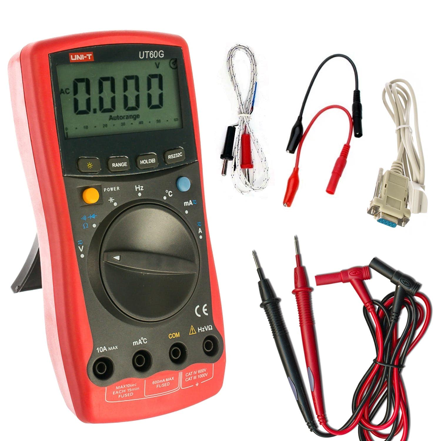 Uni-T UT60G Auto Ranging AC/DC Digital Multimeter with Computer RS232 PC Interface, with Temperature,Frequency and Capacitance Measurement, Sinometer