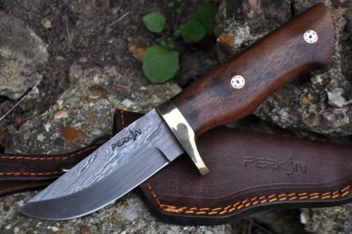 Perkin Knives- Custom Handmade Damascus Hunting Knife - Beautiful Camping Knife