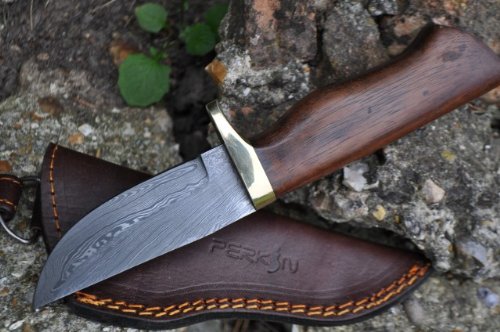 Perkin Knives- Custom Handmade Damascus Hunting Knife - Beautiful Camping Knife