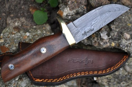 Perkin Knives- Custom Handmade Damascus Hunting Knife - Beautiful Camping Knife