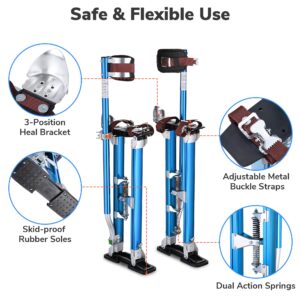 Adjustable 24" to 40" Painting Drywall Stilts Aluminum Blue