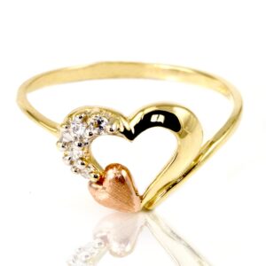 pyramid jewelry 14k two tone gold heart in heart side cz ring (12)