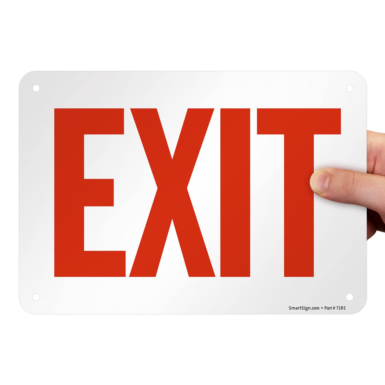 SmartSign Aluminum Sign, Legend "Exit", 7" high x 10" wide, Red on White