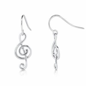 berricle sterling silver treble clef music note fashion fish hook dangle drop earrings for women, rhodium plated