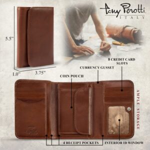 Tony Perotti Italian Men's Wallet With Coin Pocket - Trifold Wallets for Men With Change Pocket - Eco-Friendly Tanned Full Grain Leather Wallet Made in Italy