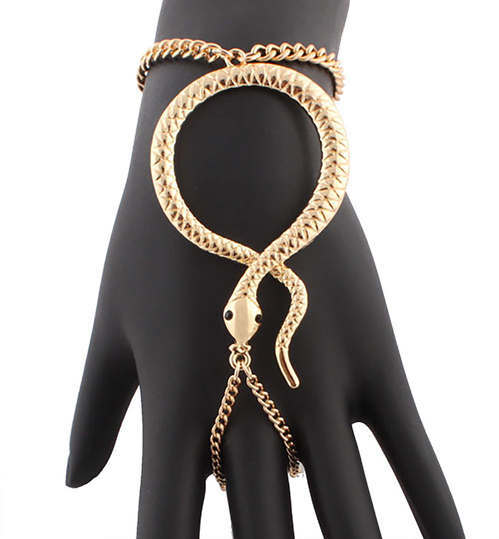 JOTW Snake Adjustable Finger Ring and Hand Chain Bracelet (Goldtone, Metal)