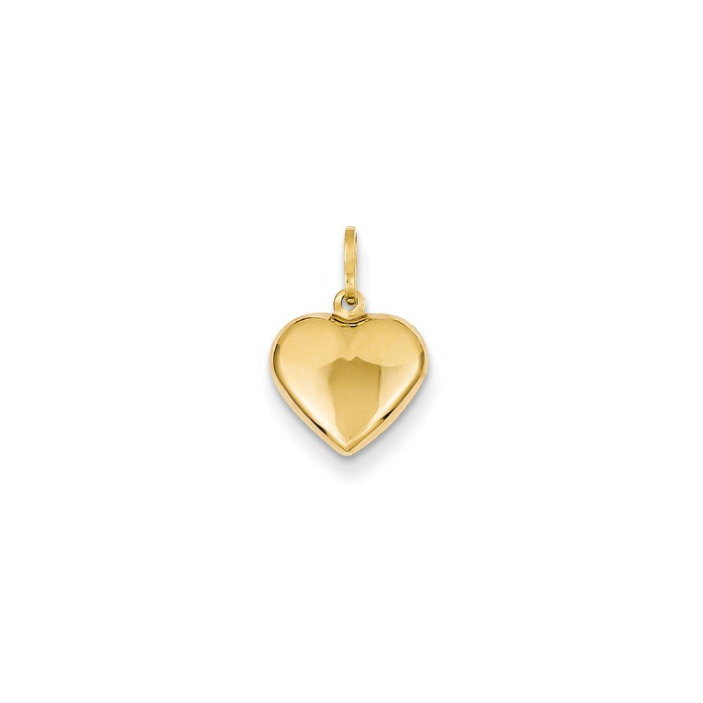 The Black Bow 14k Yellow Gold Puffed Heart Charm or Pendant, 10mm (3/8 Inch)