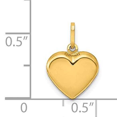 The Black Bow 14k Yellow Gold Puffed Heart Charm or Pendant, 10mm (3/8 Inch)