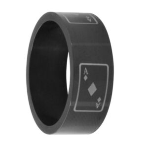 8MM Stainless Steel Black Anodized Card Ace Wedding Band (Size 8 to 13), 9