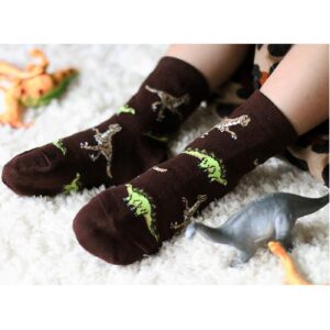 Jefferies Socks Little Boys' 3-7 Dino Triple Treat Socks (Pack of 3), Pine, X-Small