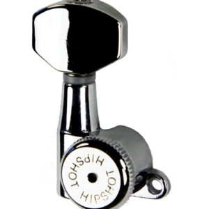 Hipshot Grip-Lock 6 inline Enclosed 21mm Post Locking Tuners - Chrome - Non-Staggered