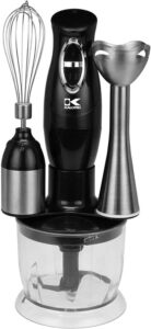 kalorik 3-in-1 immersion blender chopper, and mixer, 14.5x5x6, black