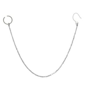 BodyJewelryOnline 20 Gauge Nose Hoop Ring, Attached Silver Chain, C-Shaped Upon Wearing, 8mm - 5/16" Diameter, 6” Long Chain, Earring Fits Any Piercing Hole, Nickel-Free, Hypoallergenic