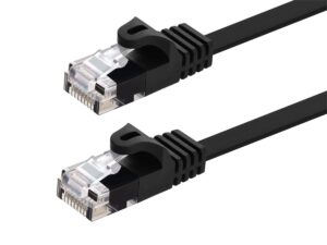 monoprice - 109551 cat5e ethernet patch cable - network internet cord - rj45, flat,stranded, 350mhz, utp, pure bare copper wire, 30awg, 14ft, black