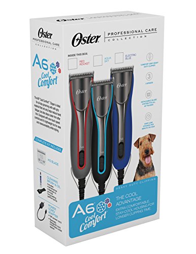 Oster A6 Cool Comfort Heavy Duty Pet Grooming Clippers with Detachable CryogenX #10 Blade, 3 Speed, Aqua Sky (078006-000-000),Black,1.75 x 1.88 x 6.90 inches