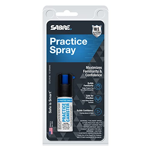 SABRE Practice Spray with Twist Lock, Inert Water-Based Formula, 10-Foot (3-Meter) Range, Helps to Build Confidence, Muscle Memory, and Familiarity