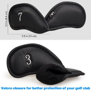 Craftsman Golf 12pcs Thick Synthetic Leather Golf Iron Head Covers Set Headcover fits All Brands Callaway Ping Taylormade Cobra Etc.