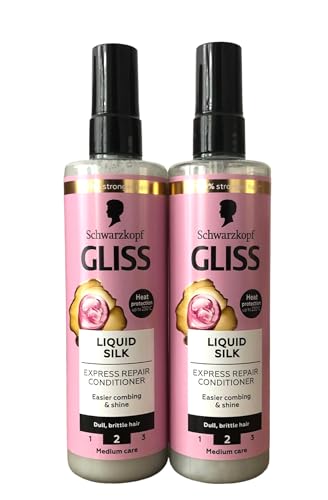 Schwarzkopf Gliss Liquid Silk Leave In Hair Conditioner Spray With Keratin 2 X 200Ml = 400Ml