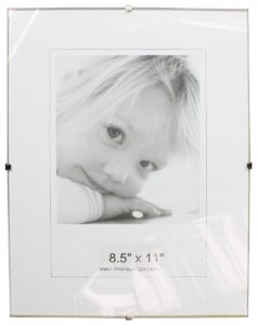 displays2go 8-1/2 x 11 x 1/4-inch, tempered glass frameless clip picture frame for 8-1/2 x 11-inch documents, wall-mounted - sold in sets of 6