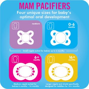 MAM Original Day & Night Baby Pacifier, Nipple Shape Helps Promote Healthy Oral Development, Glows in the Dark, 6-16 Months, Unisex,3 Count (Pack of 1)