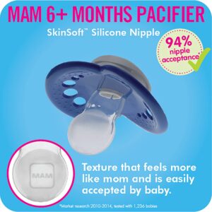 MAM Original Day & Night Baby Pacifier, Nipple Shape Helps Promote Healthy Oral Development, Glows in the Dark, 6-16 Months, Unisex,3 Count (Pack of 1)