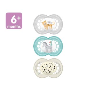 MAM Original Day & Night Baby Pacifier, Nipple Shape Helps Promote Healthy Oral Development, Glows in the Dark, 6-16 Months, Unisex,3 Count (Pack of 1)