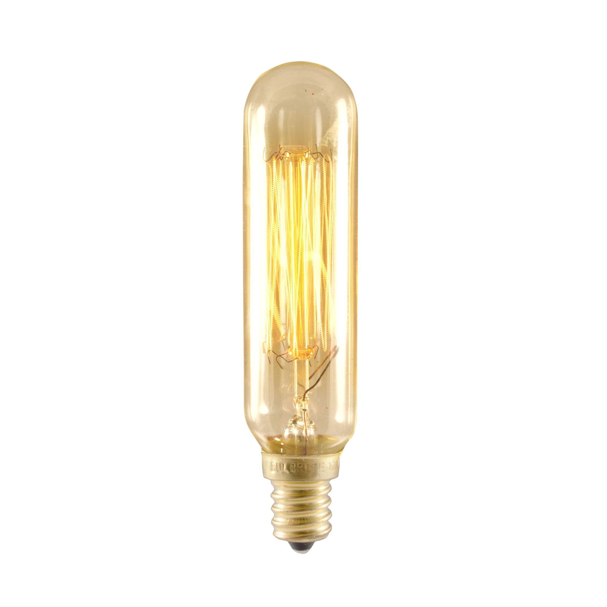 10 Qty. Bulbrite NOS25T6/SQ/E12 25-Watt Nostalgic Incandescent Edison T6 Tube, Vintage Thread Filament, Candelabra Base, Antique Bulb