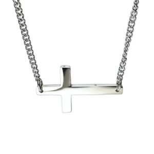 apop nyc stainless steel sideways cross necklace 18 inch curb chain unisex