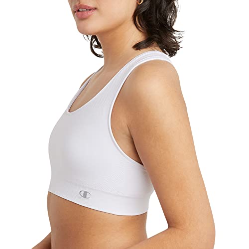 Champion, Infinity Racerback, Moderate Support, Seamless Sports Bra for Women, White, Large