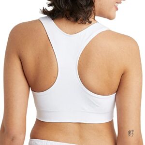 Champion, Infinity Racerback, Moderate Support, Seamless Sports Bra for Women, White, Large