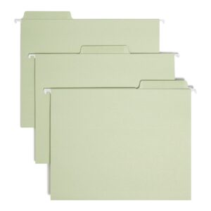 Smead Erasable FasTab Hanging File Folder, 1/3-Cut Built-in Tab, Letter Size, Moss, 20 per Box (64032)